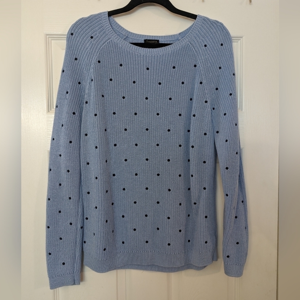 TALBOTS Embroidered Polka Dot Sweater